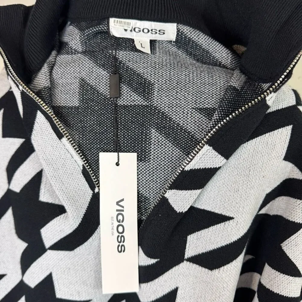 ANTHROPOLOGIE | houndstooth quarter zip sweat | Vigoss | new nwt | large - Picture 10 of 13